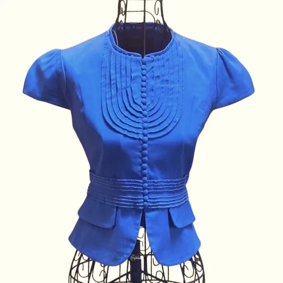 🪻 NWOT BCBG Max Azria Blue Cap Sleeve Button Front Blazer | XS