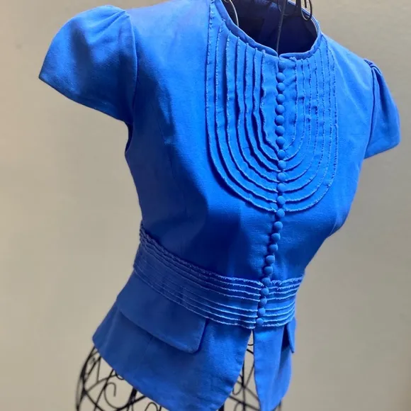 🧜‍♀️ NWOT BCBG Max Azria Blue Cap Slv Button Blazer XS
