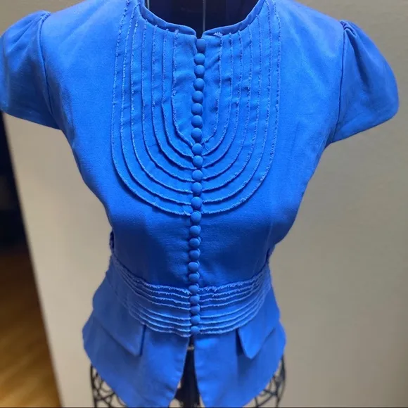 🧜‍♀️ NWOT BCBG Max Azria Blue Cap Slv Button Blazer XS
