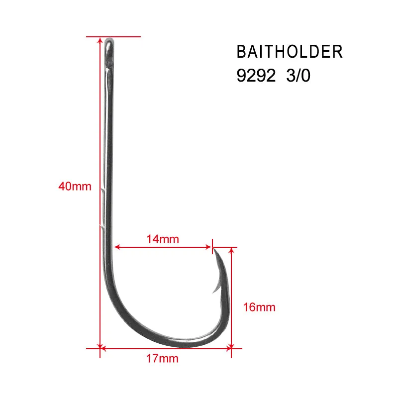 100 x 3/0 Chemically Sharpened Baitholder Hooks Straight eyes Fishing Tackle