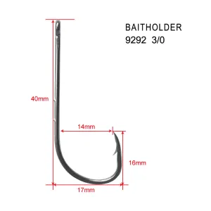 100 x 3/0 Chemically Sharpened Baitholder Hooks Straight eyes Fishing Tackle