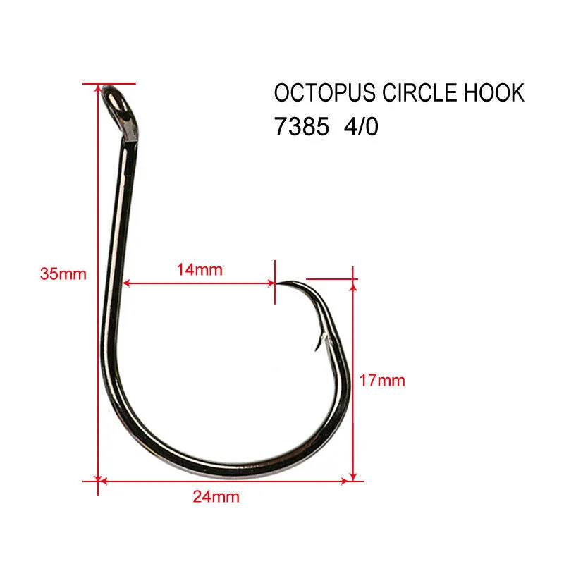 100 x #4/0 Chemically Sharpened Octopus Circle Hooks Fishing Tackle