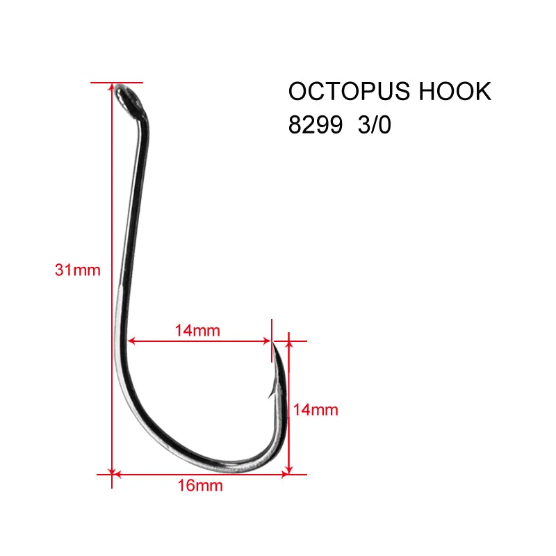 100 X Chemically Sharpened Octopus Hooks in 3/0 Size Fishing Tackle