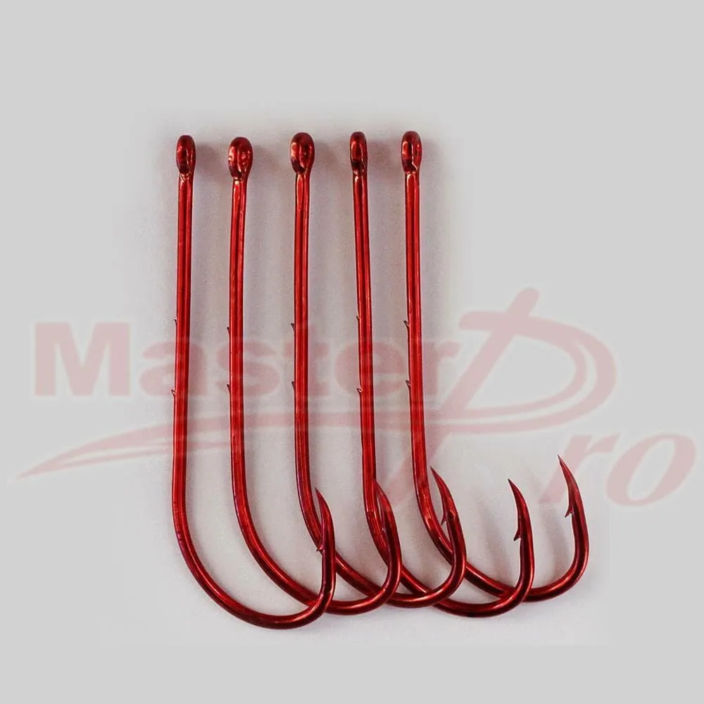 100X Long Shank Baitholder Hooks RED Size 2# Fishing Tackle