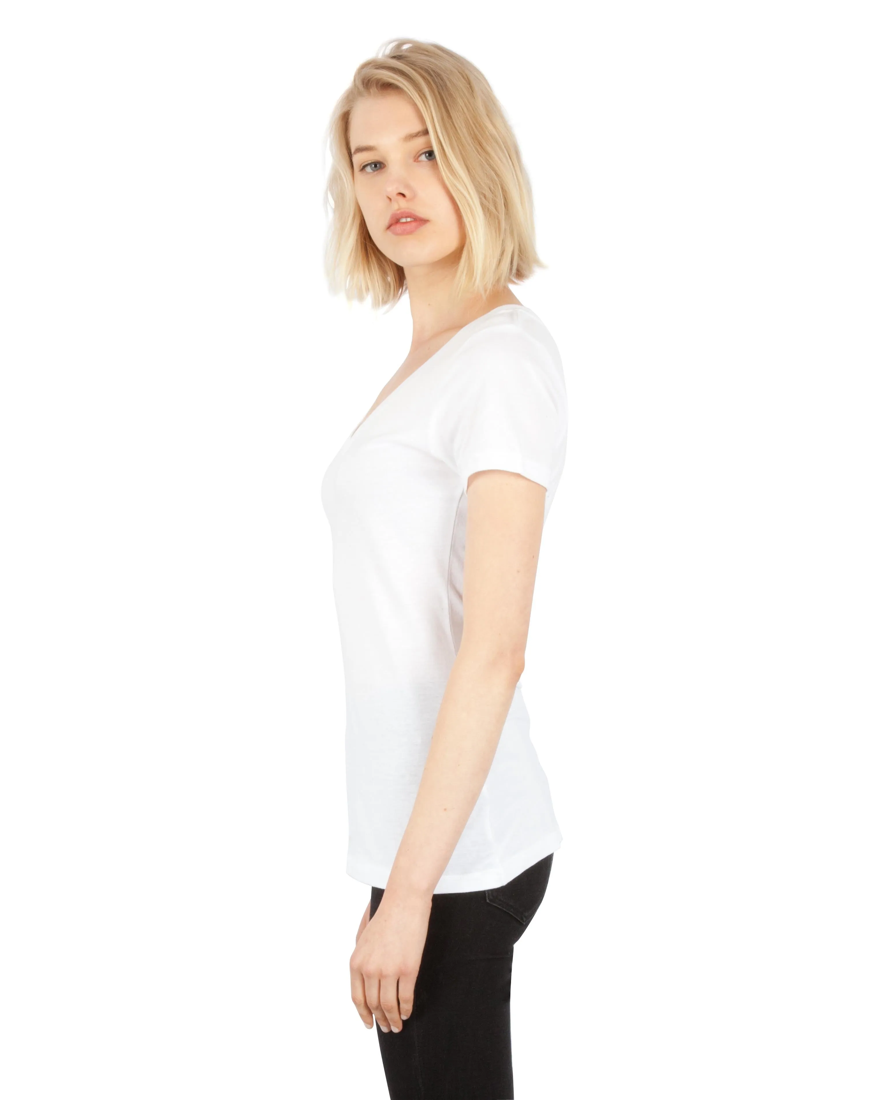 1020 Combed Cotton Deep V-Neck