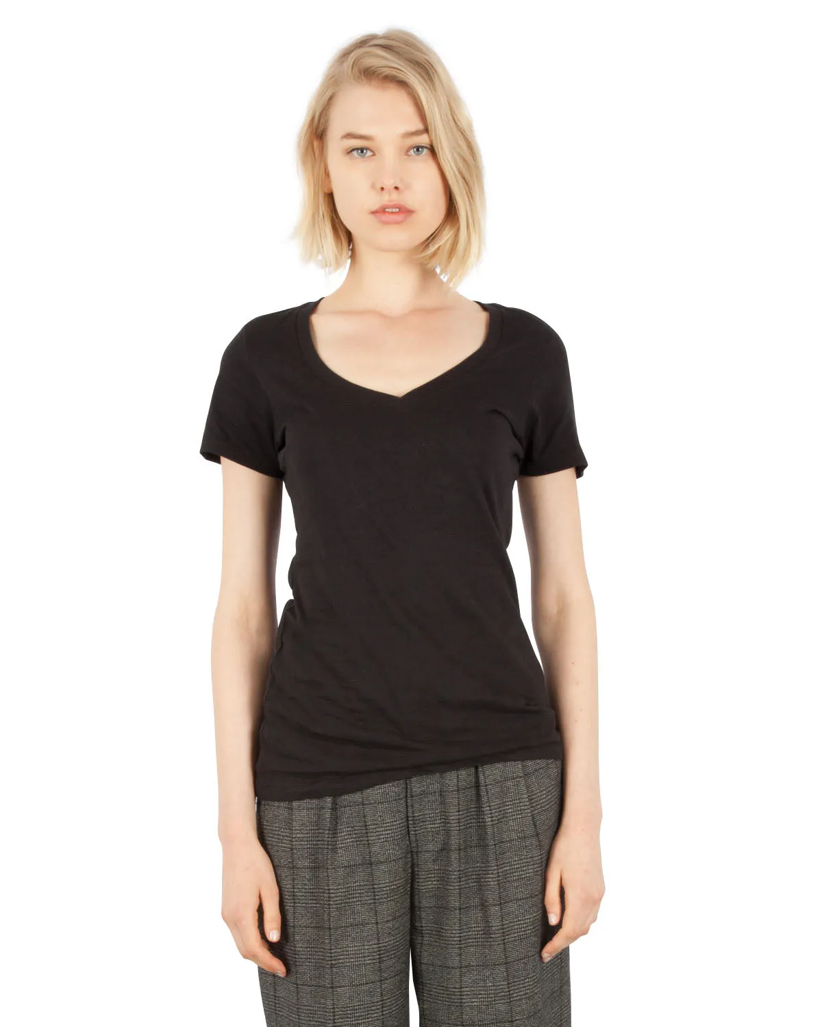 1020 Combed Cotton Deep V-Neck