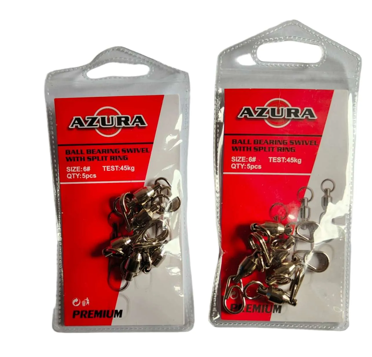 10pcs (2pks) Ball Bearing Swivel with Split Ring Size 4# 5# 6# 15-45kg
