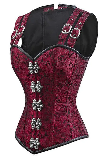 12 Steel Bone Double Buckle Straps Lace Up Corset
