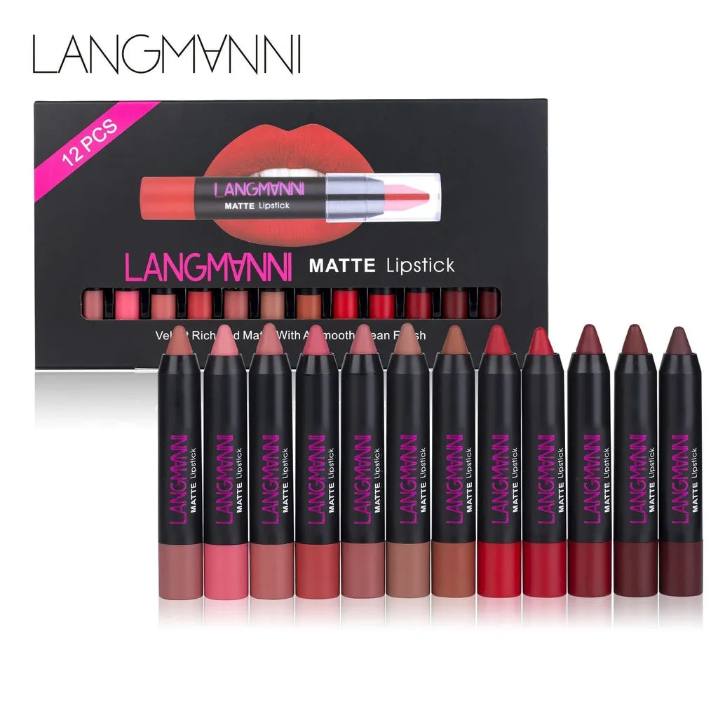 12/Pcs Waterproof Matte Lipstick