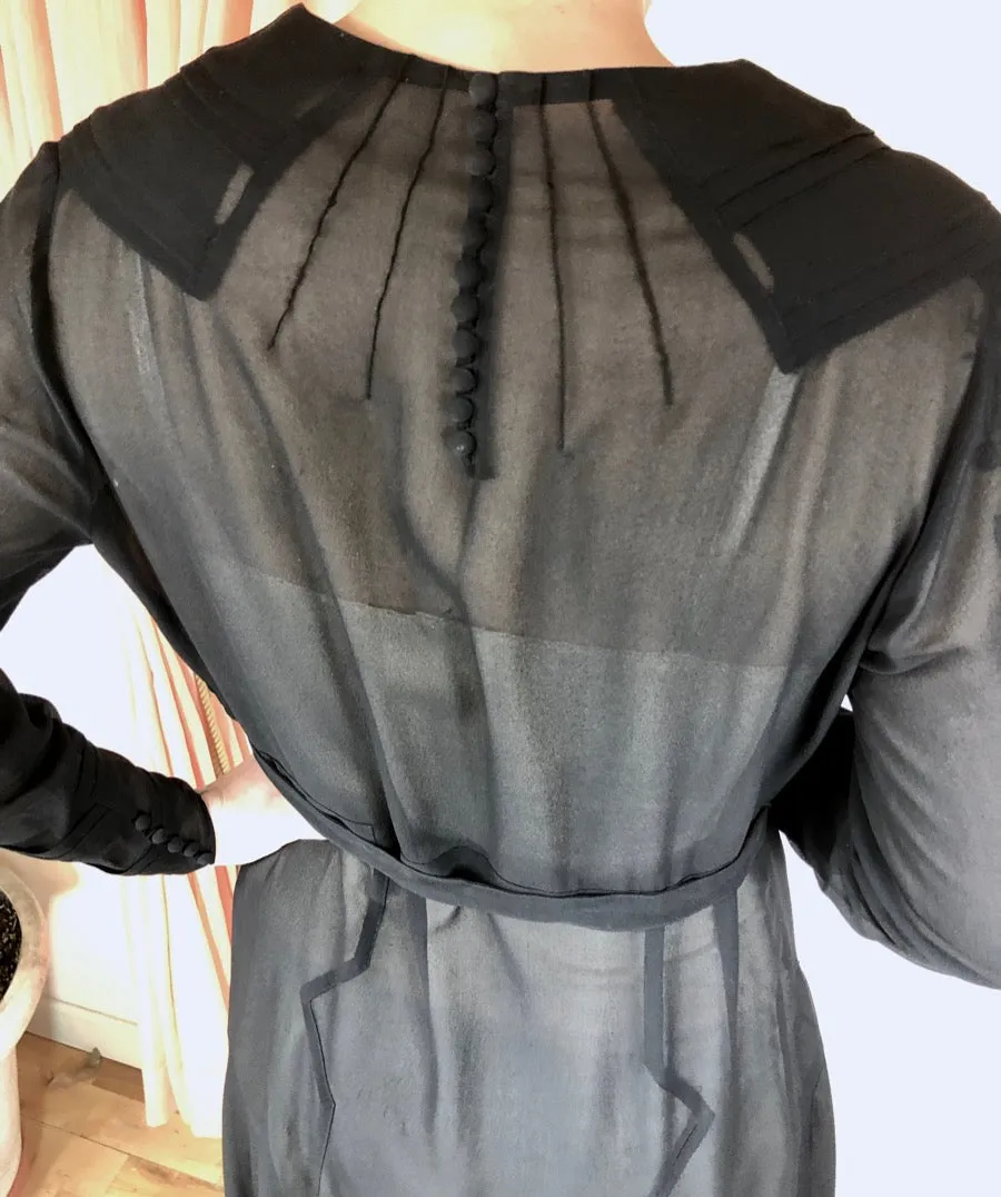 1920's Sheer Pieced Dress with Enamel Belt