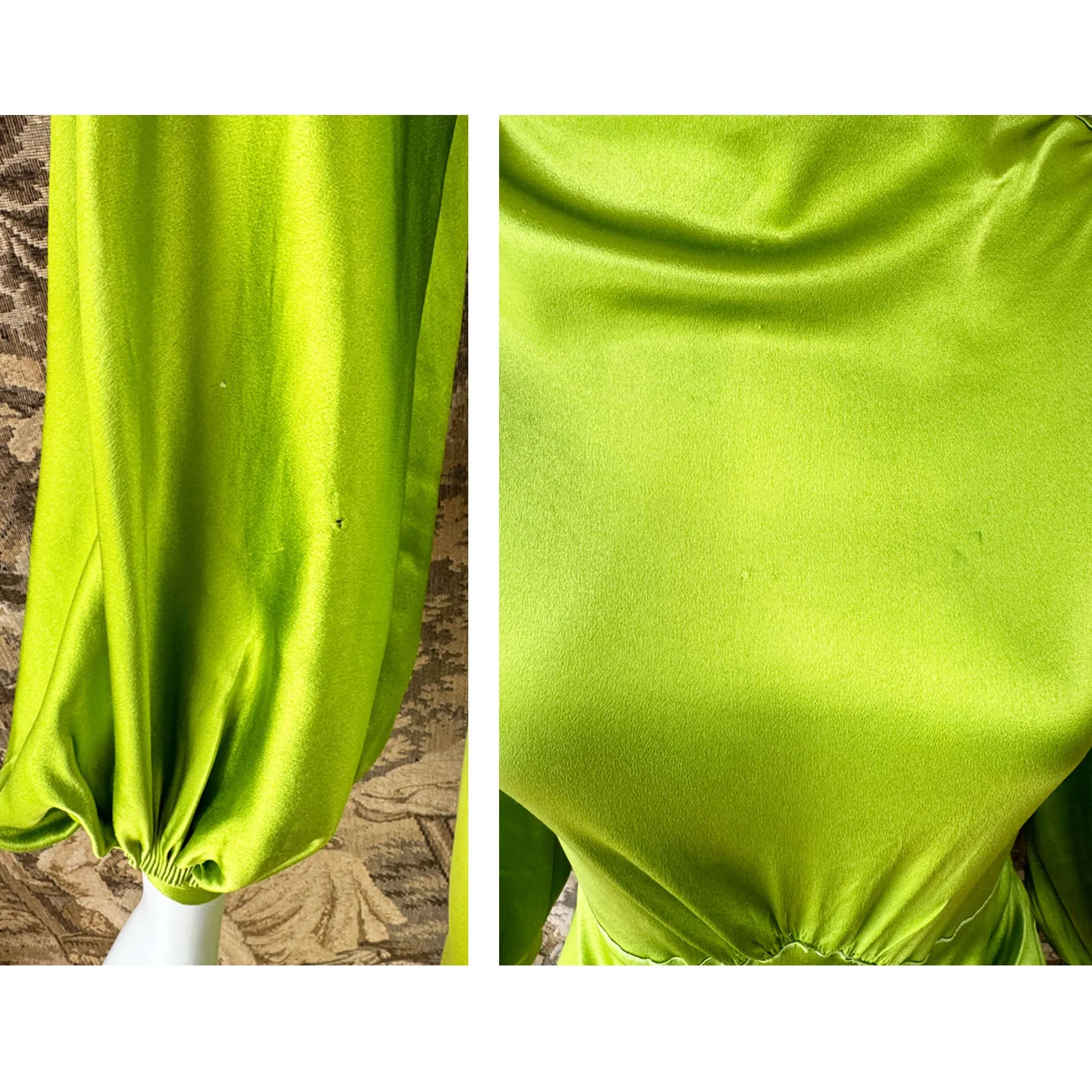 1930s Chartreuse Silk Gown