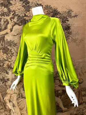 1930s Chartreuse Silk Gown