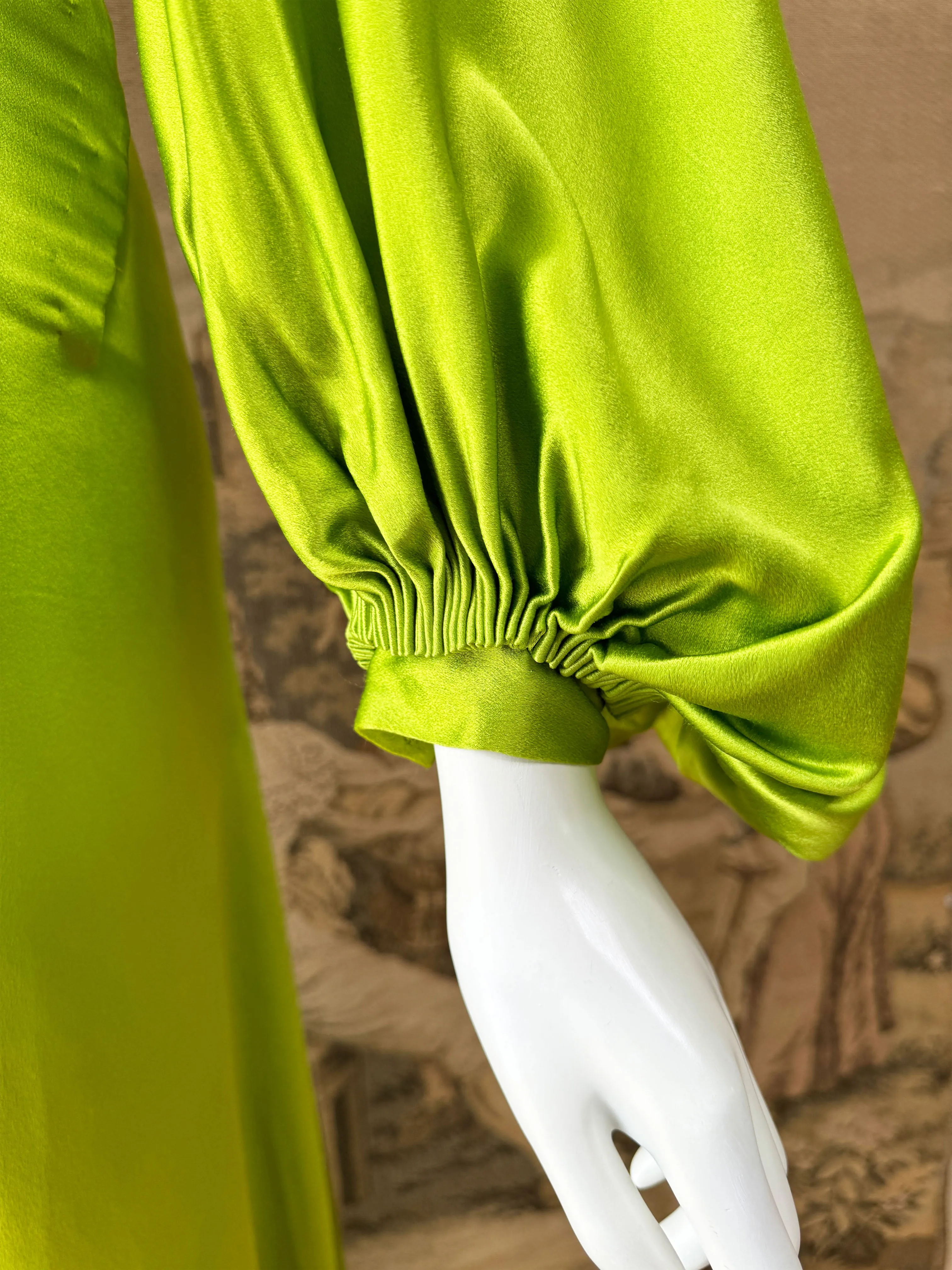 1930s Chartreuse Silk Gown
