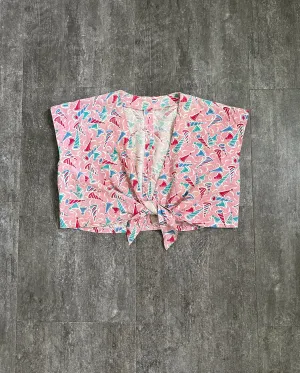 1930s crop top . novelty print top . size medium to large
