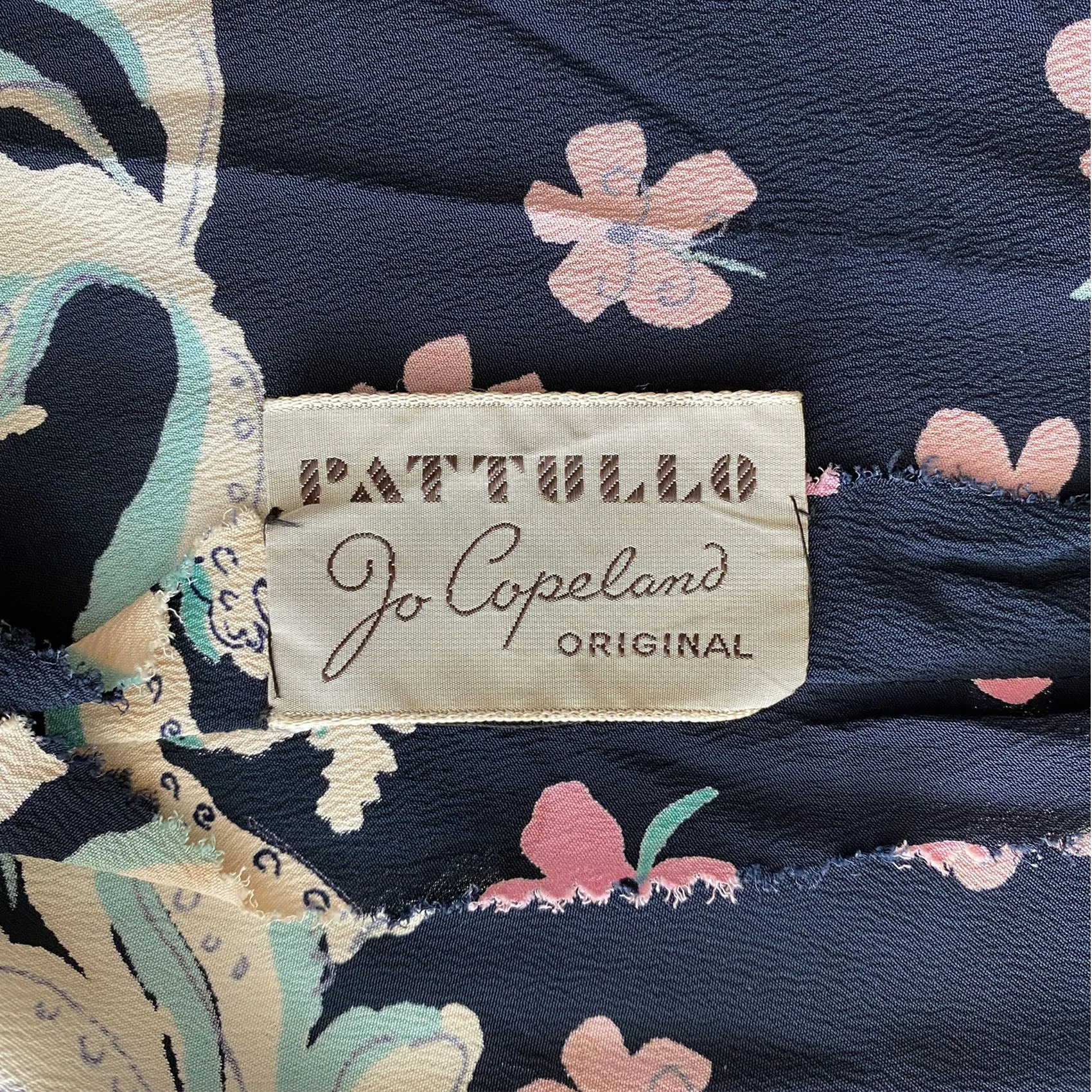 1940s Jo Copeland for Pat Tullo Sakura Print Dress