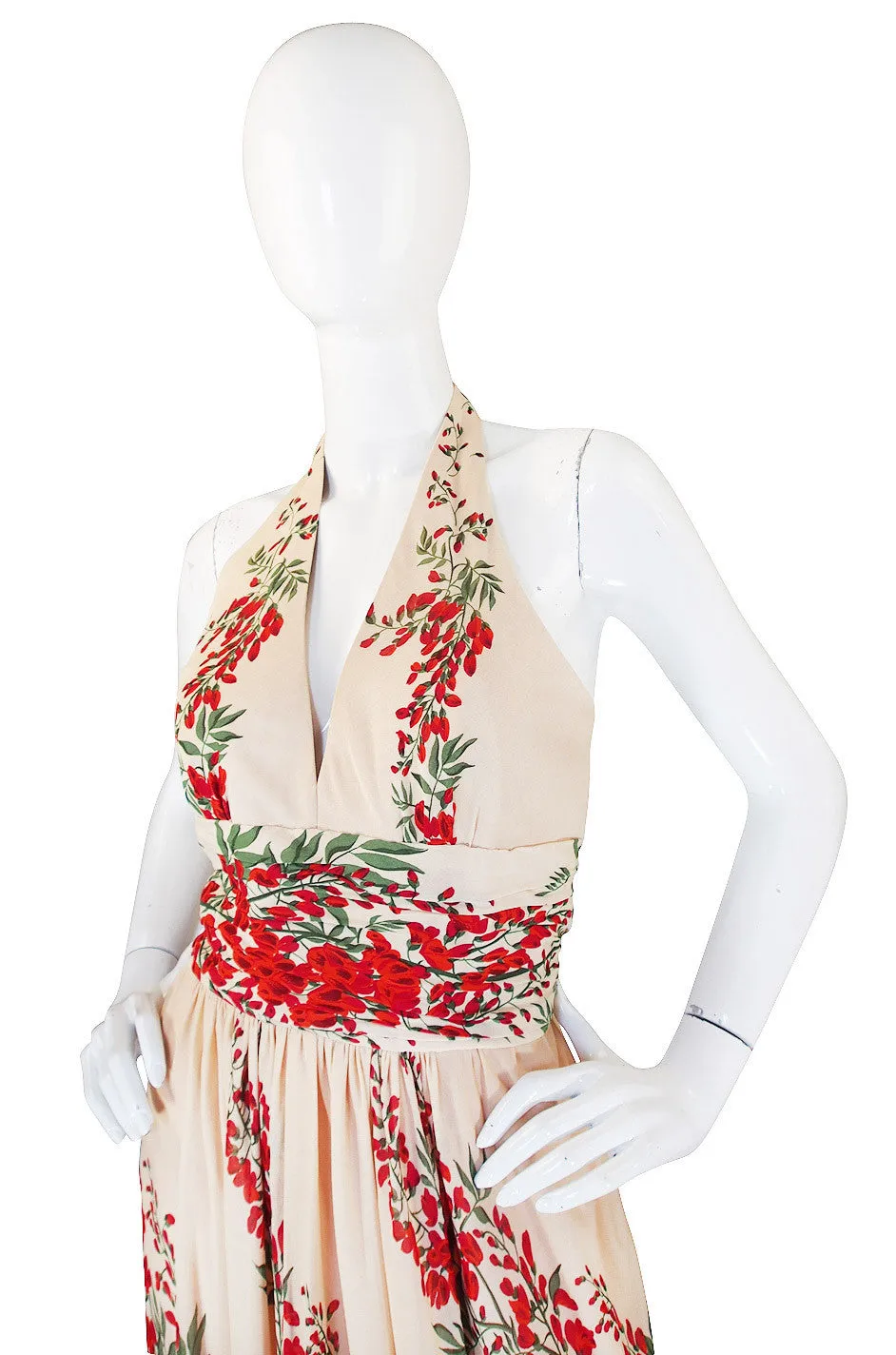 1970s Silk Jersey Alfred Bosand Backless Dress