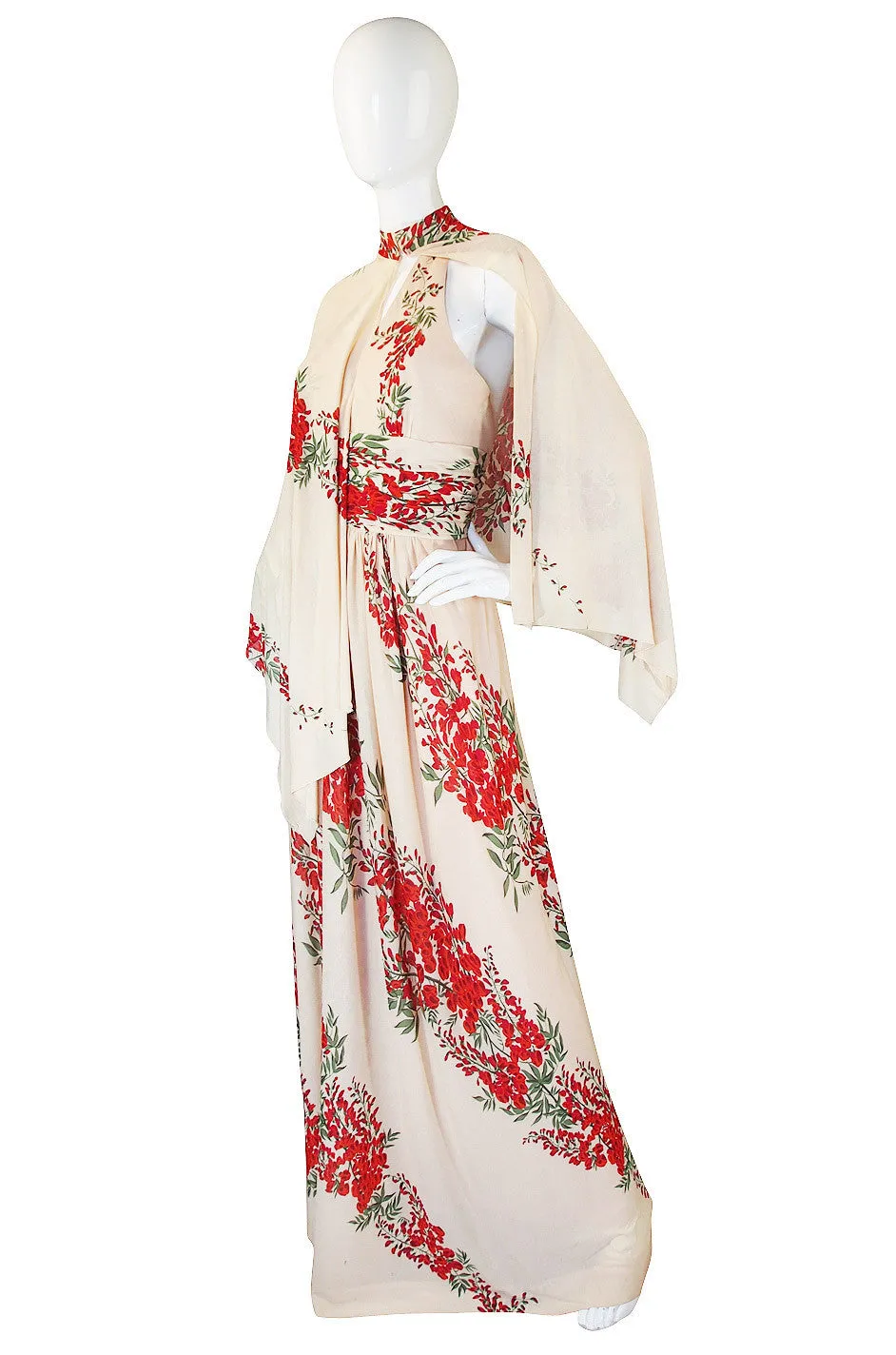 1970s Silk Jersey Alfred Bosand Backless Dress