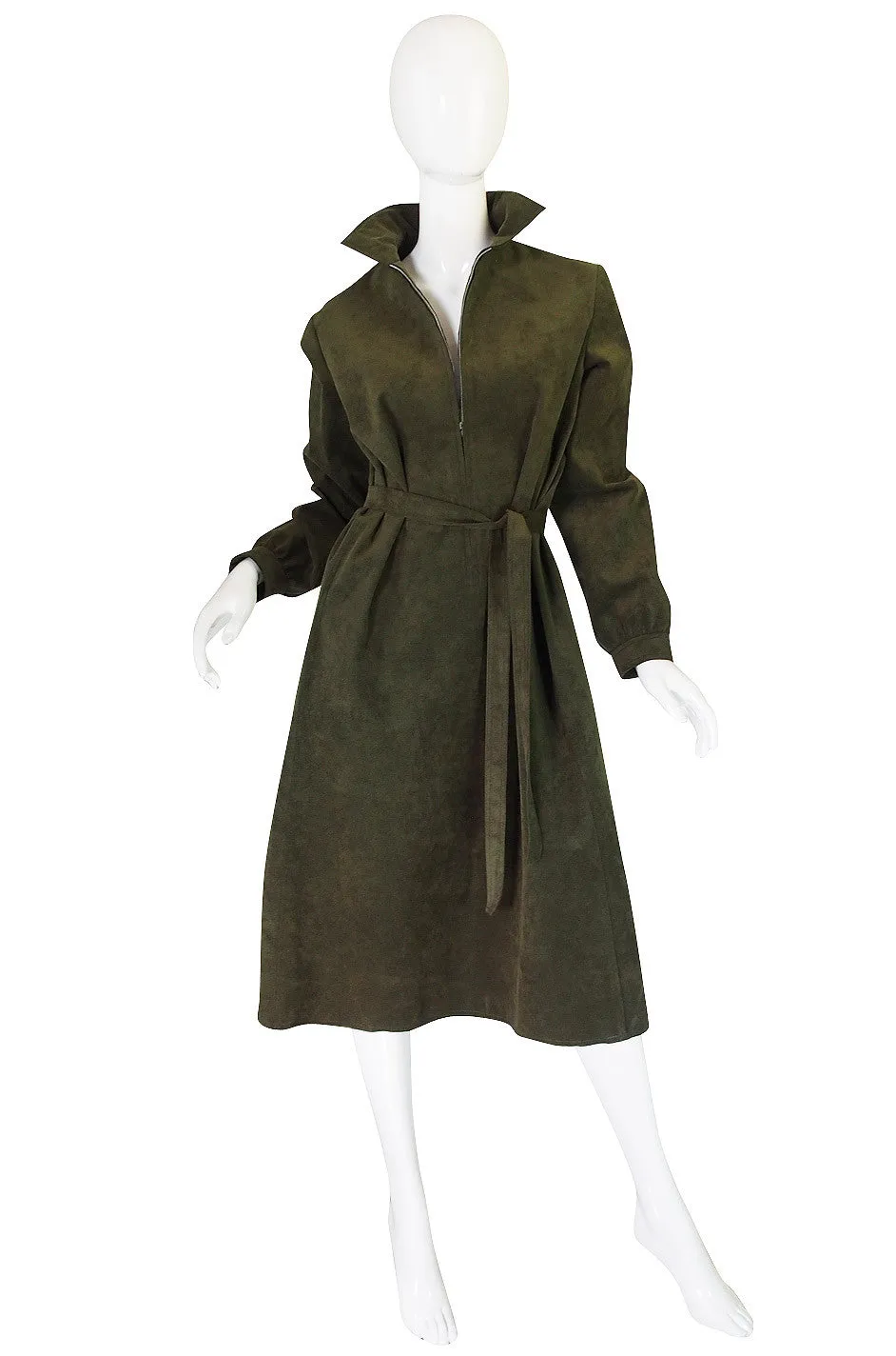 1972 Olive Green Ultrasuede Halston Dress