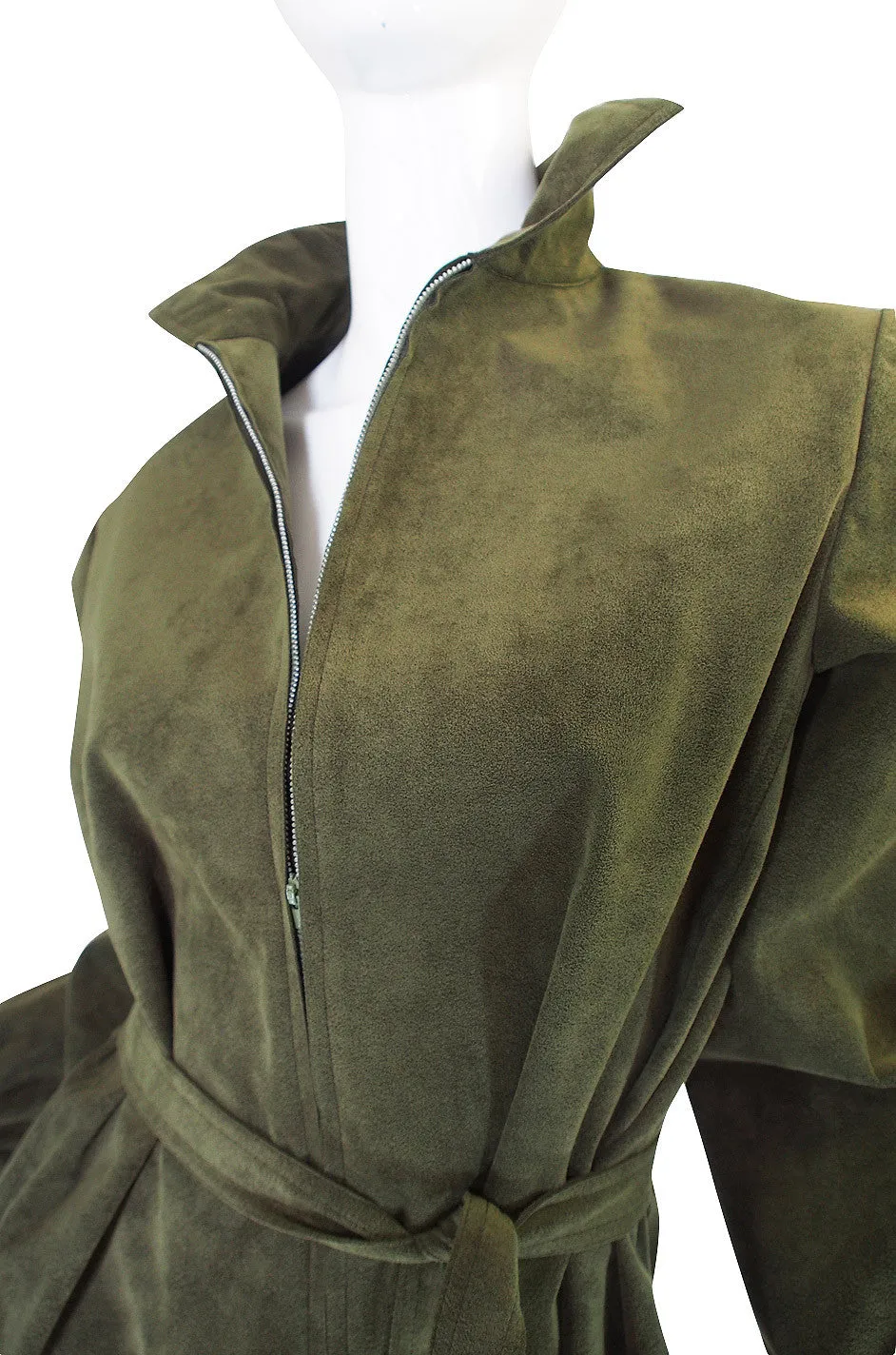 1972 Olive Green Ultrasuede Halston Dress