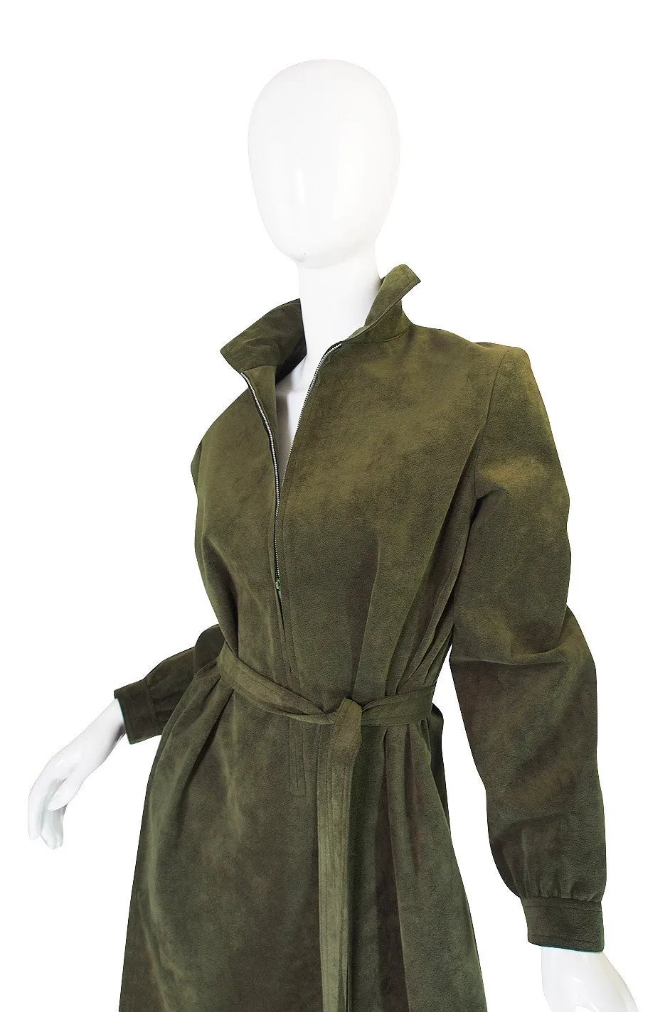1972 Olive Green Ultrasuede Halston Dress
