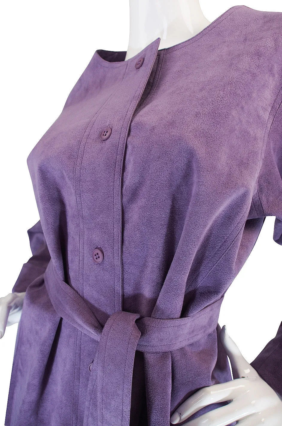 1972 Purple Ultrasuede Shirtwaist Halston Dress