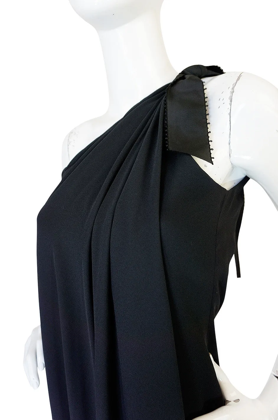 1980s Bill Blass One Shoulder Dress