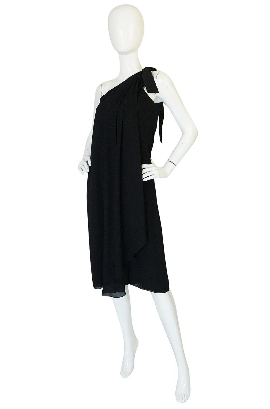 1980s Bill Blass One Shoulder Dress