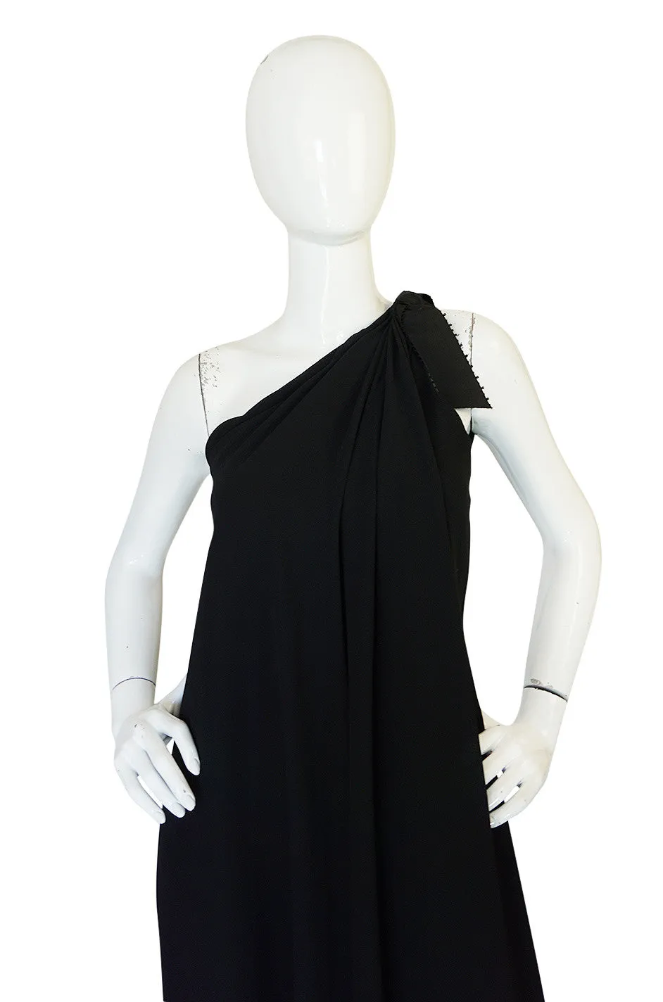 1980s Bill Blass One Shoulder Dress