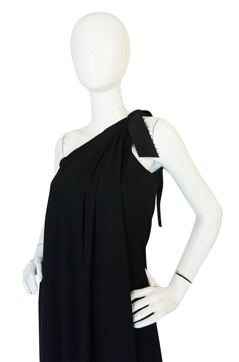 1980s Bill Blass One Shoulder Dress