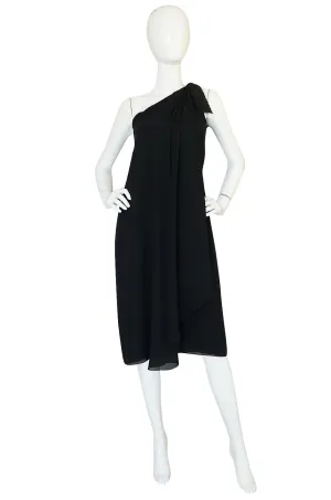 1980s Bill Blass One Shoulder Dress