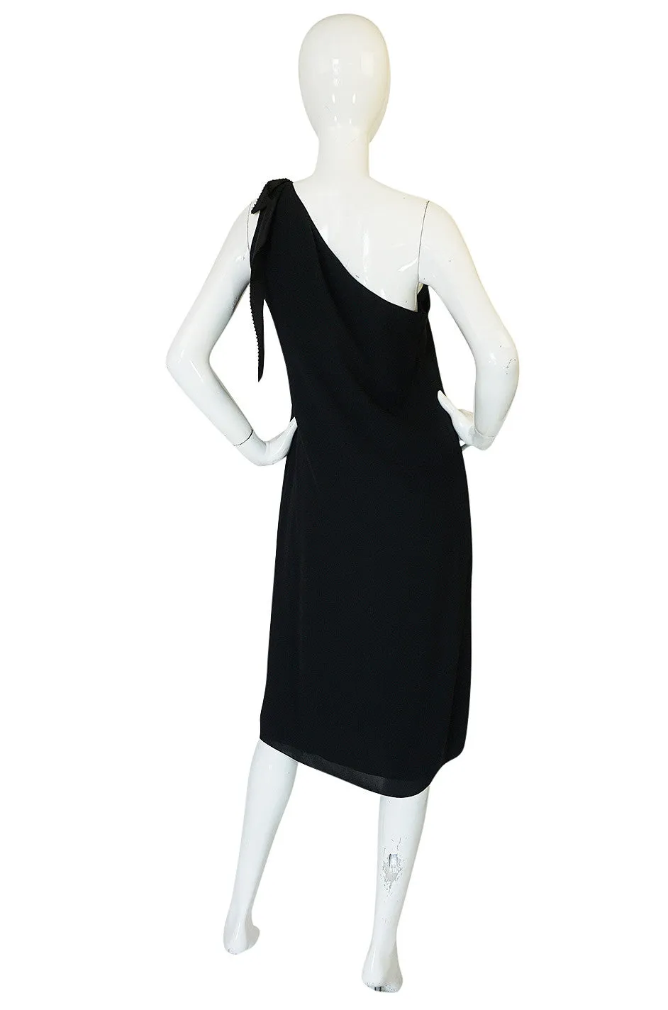 1980s Bill Blass One Shoulder Dress