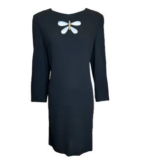 1980s Pierre Cardin Haute Couture Black Mod Butterfly Shift Dress