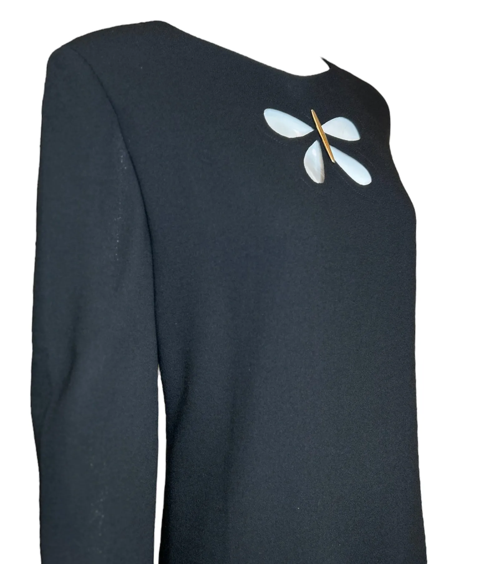 1980s Pierre Cardin Haute Couture Black Mod Butterfly Shift Dress