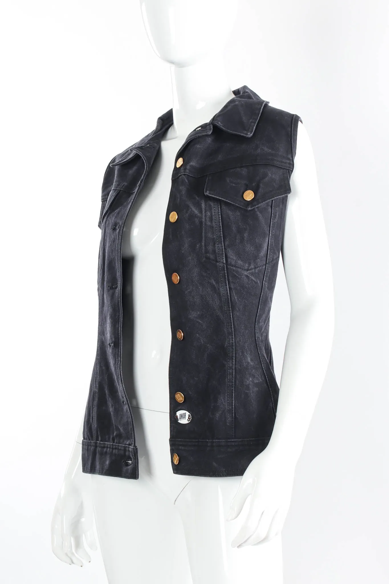 1990s Denim Lace-Up Vest