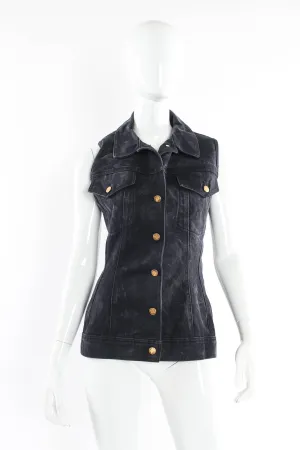 1990s Denim Lace-Up Vest