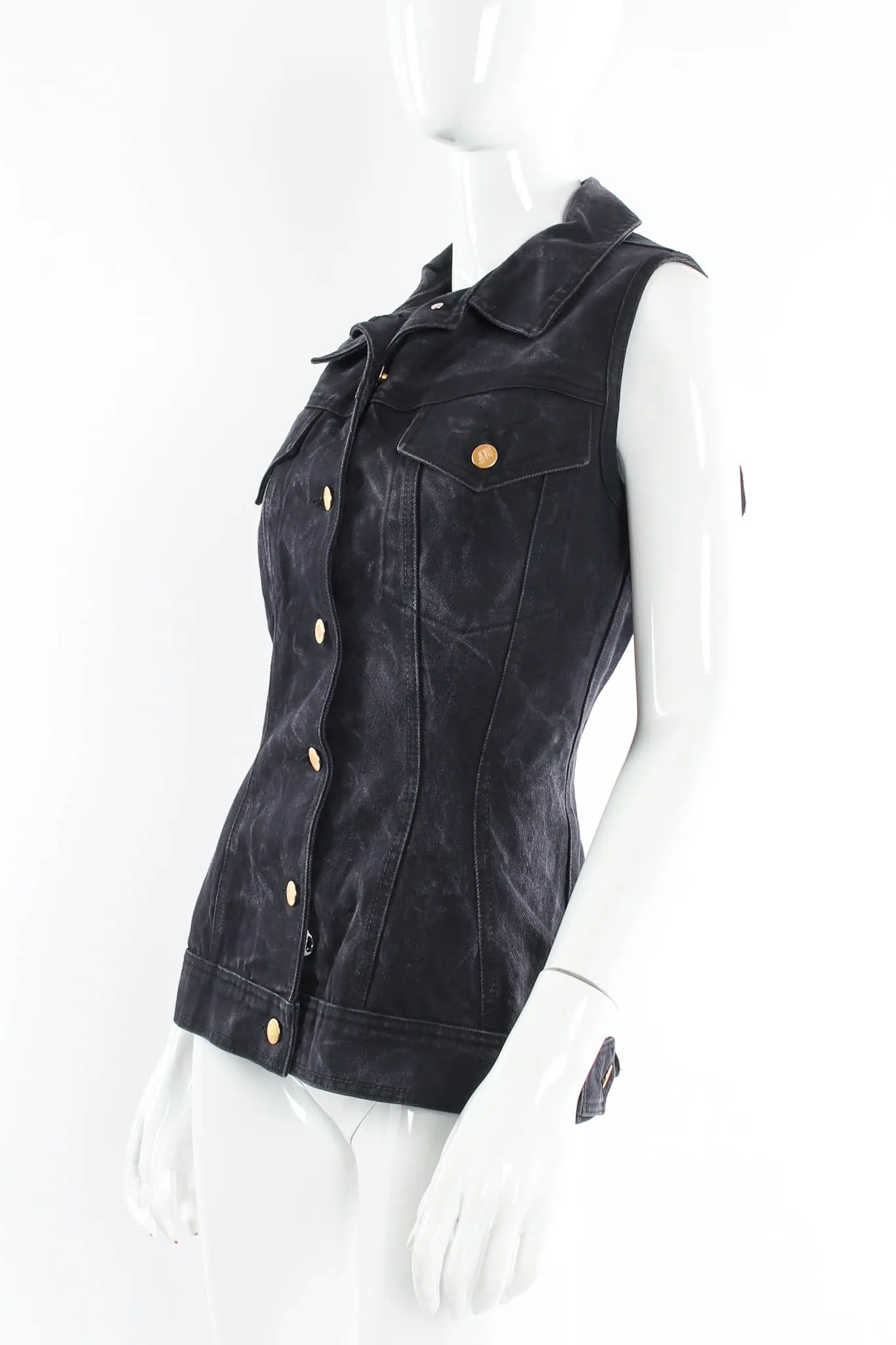 1990s Denim Lace-Up Vest
