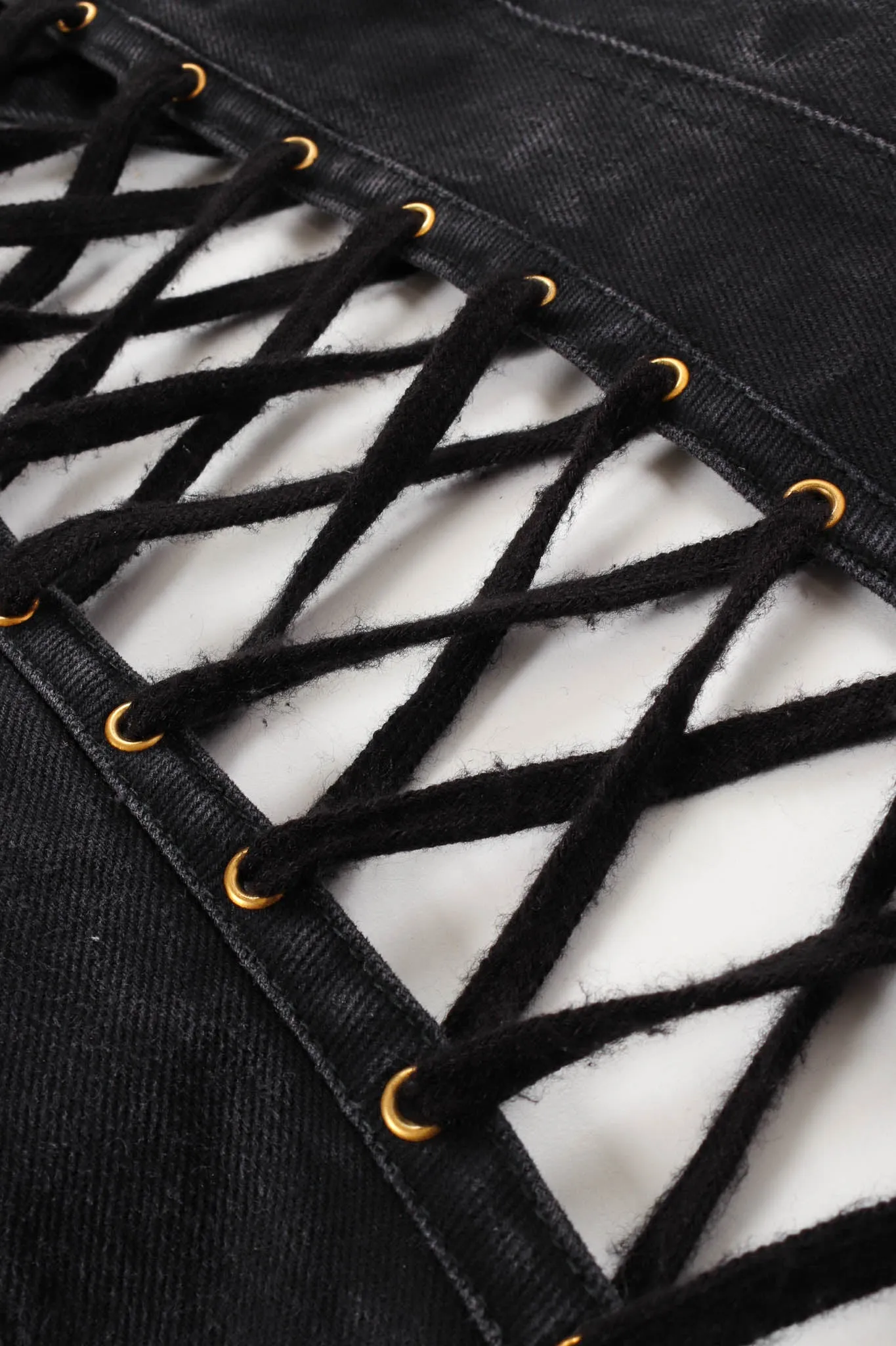 1990s Denim Lace-Up Vest