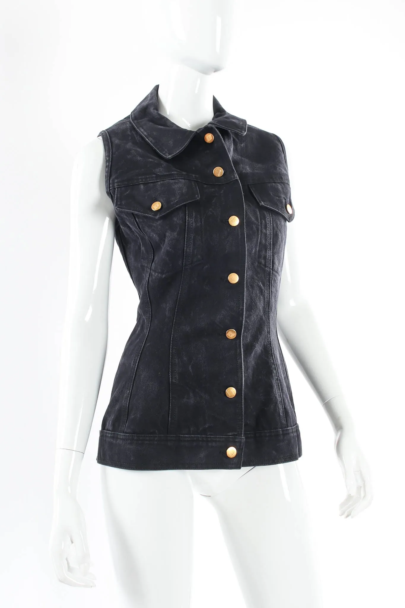 1990s Denim Lace-Up Vest