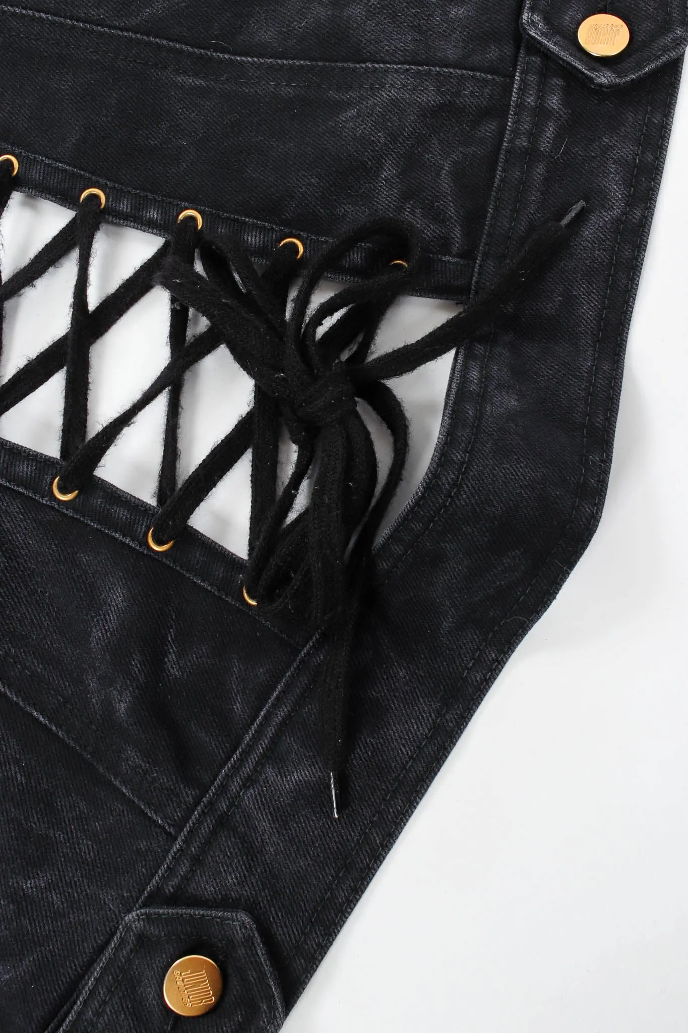 1990s Denim Lace-Up Vest