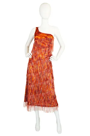 1990s Missoni One Shoulder Fringe Dress