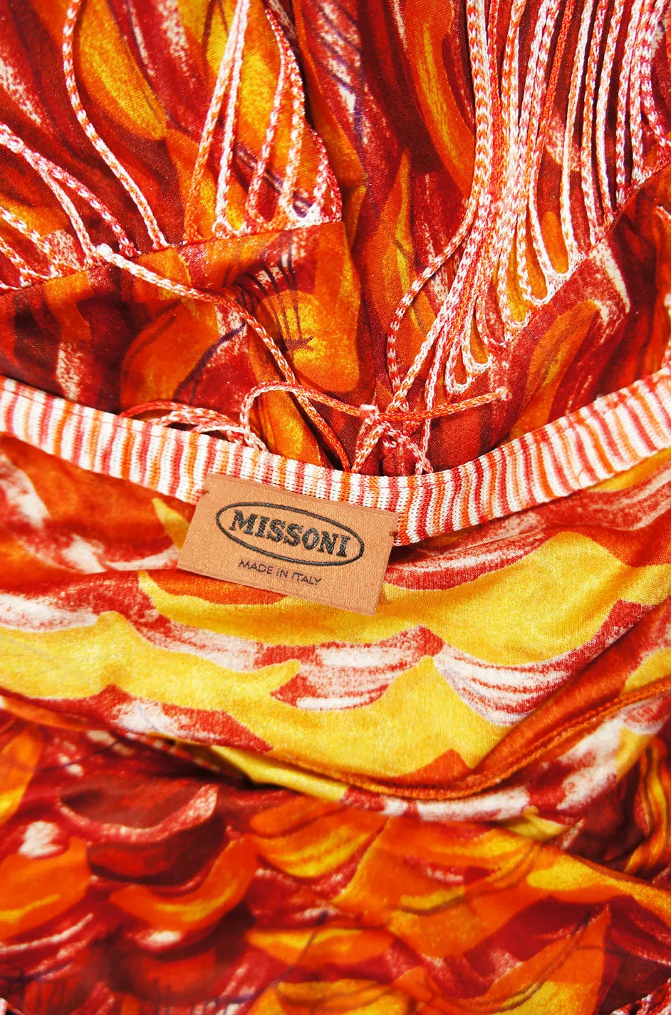 1990s Missoni One Shoulder Fringe Dress