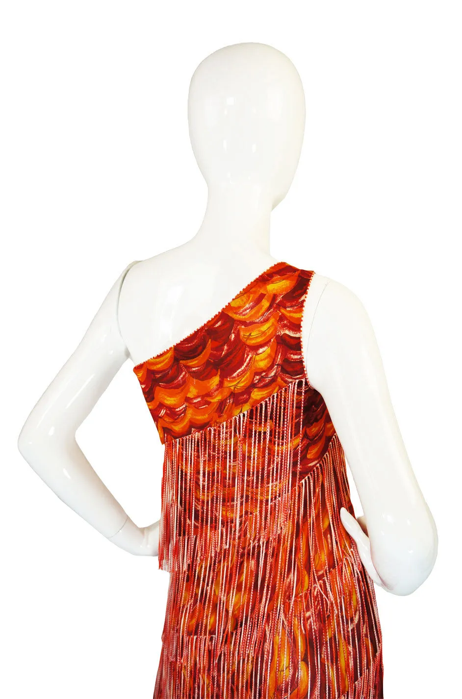 1990s Missoni One Shoulder Fringe Dress