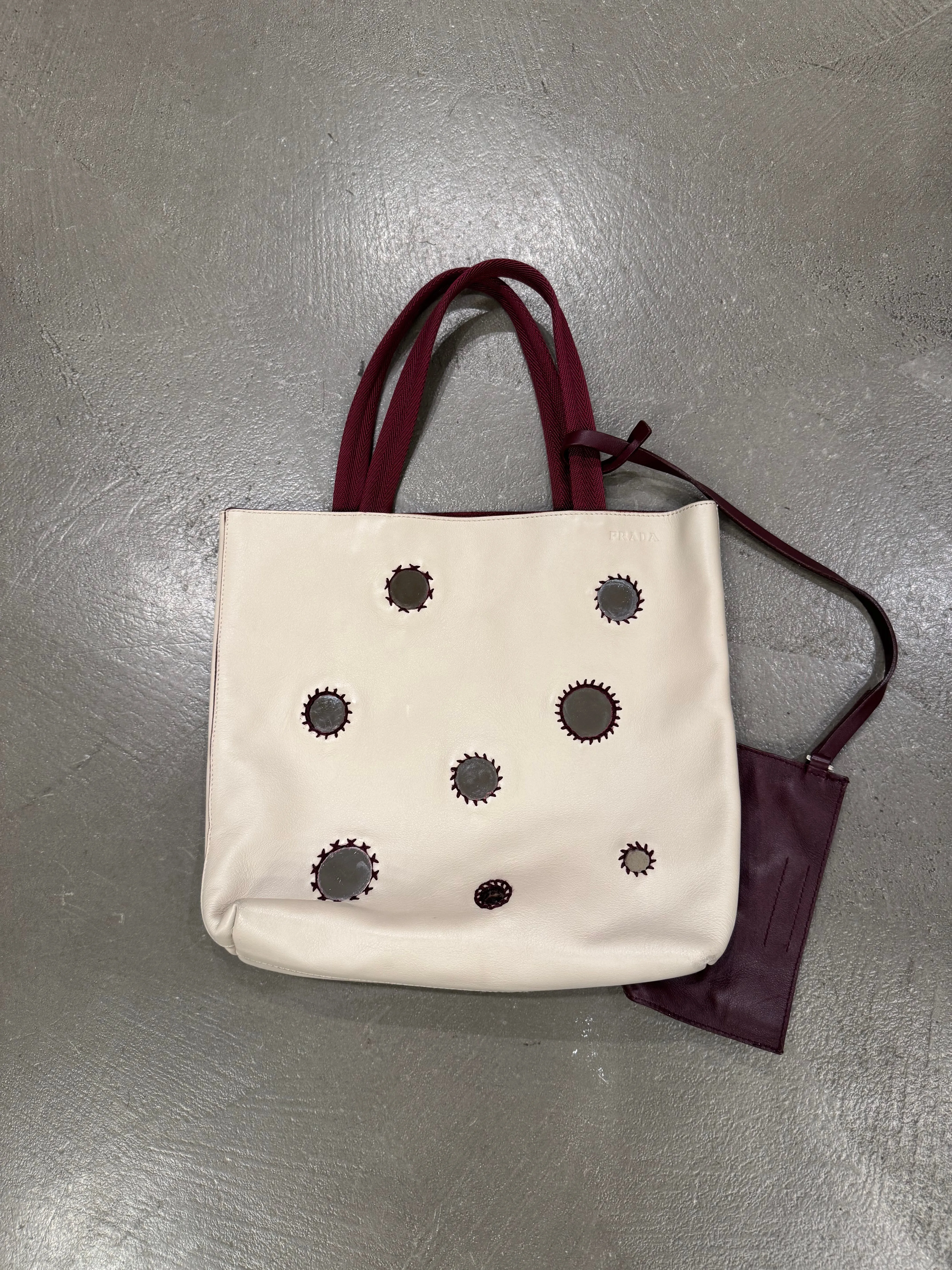 1999 Prada silver mirror tote bag