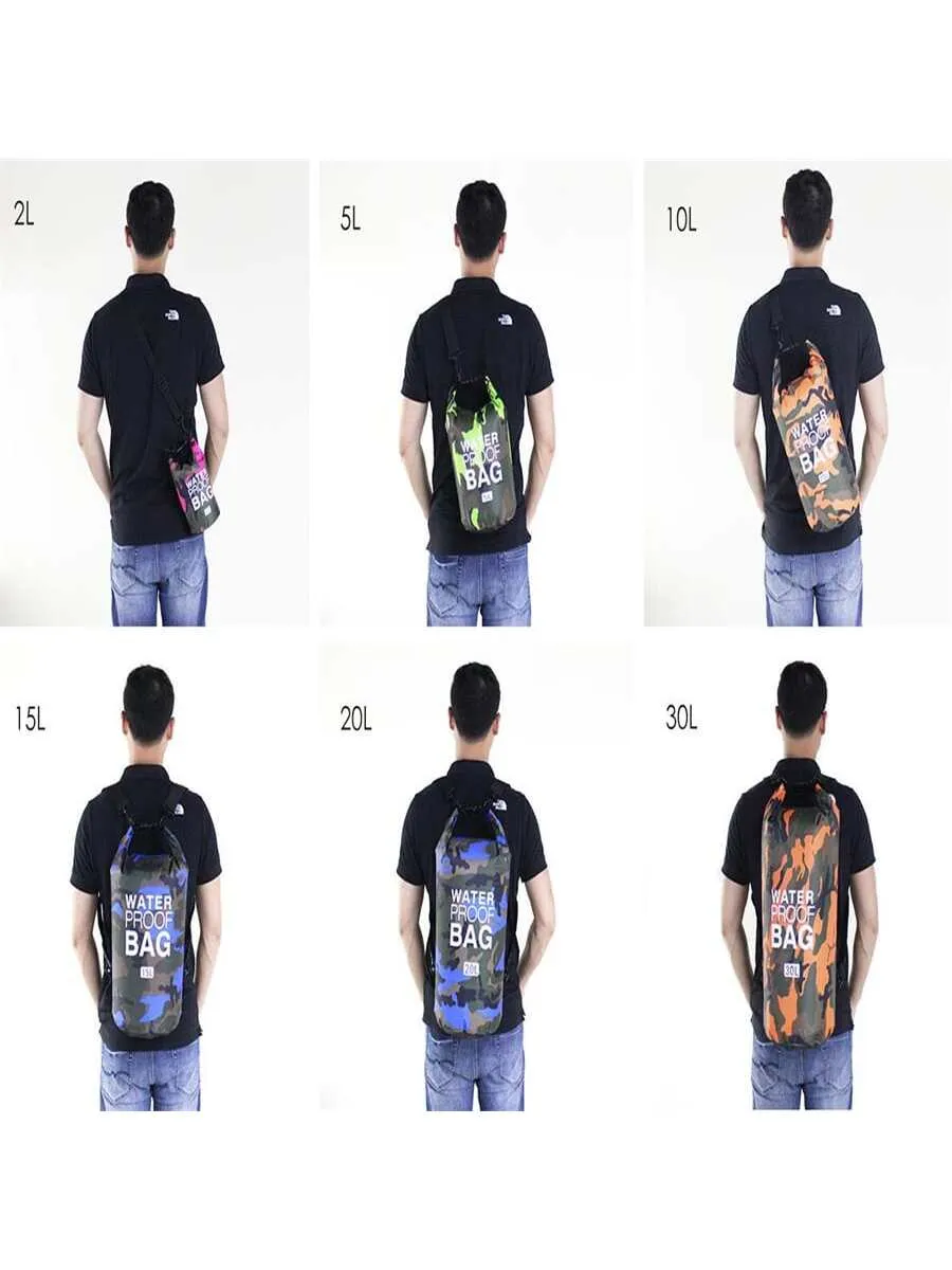 1pc Camouflage Waterproof Dry Bag Foldable Lightweight Drifting Bag For Outdoor Swimming, Beach, Kayaking, Camping And Fishing