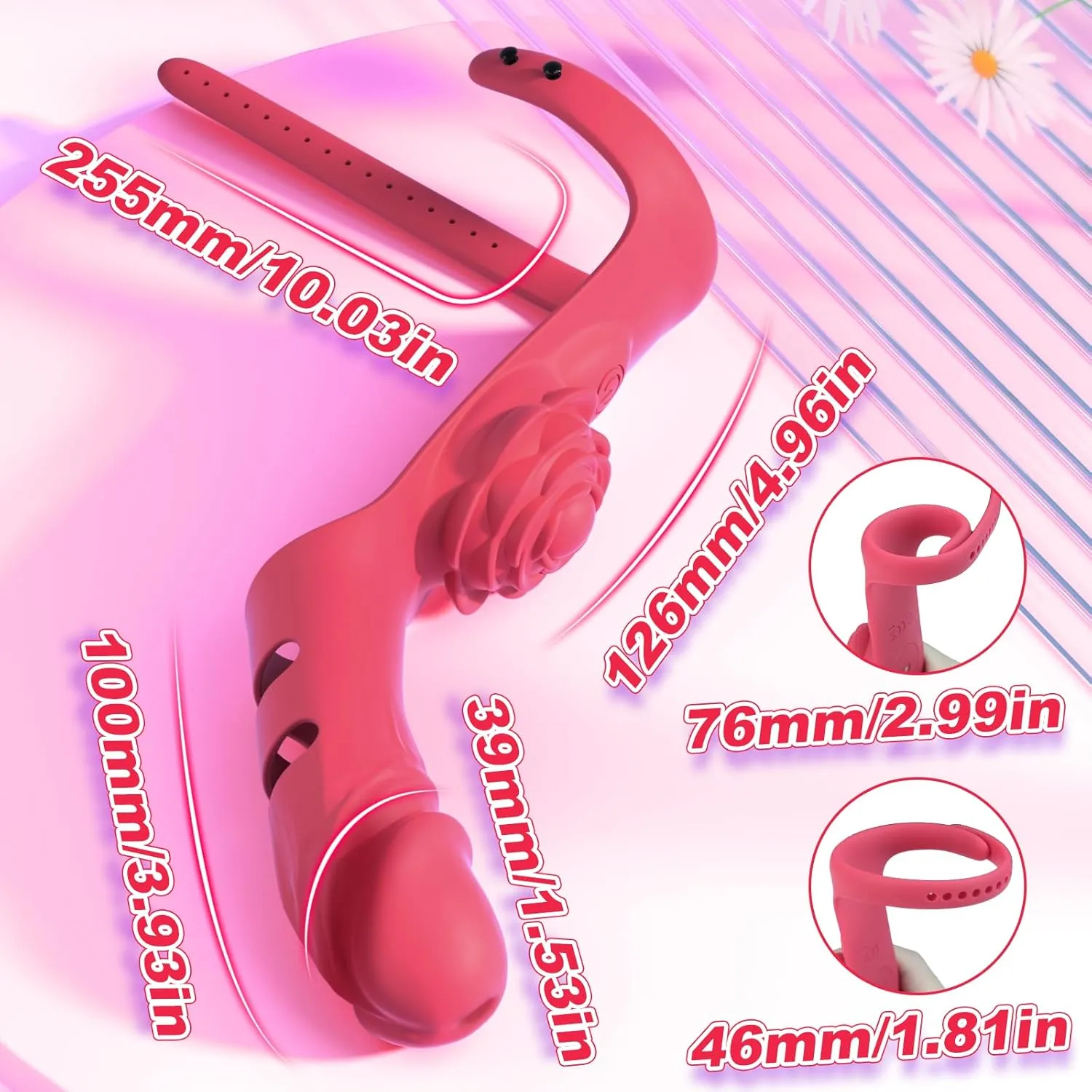 2-in-1 Travel Teaser Ignite Finger Vibrator with 9 Modes Rose Vibration