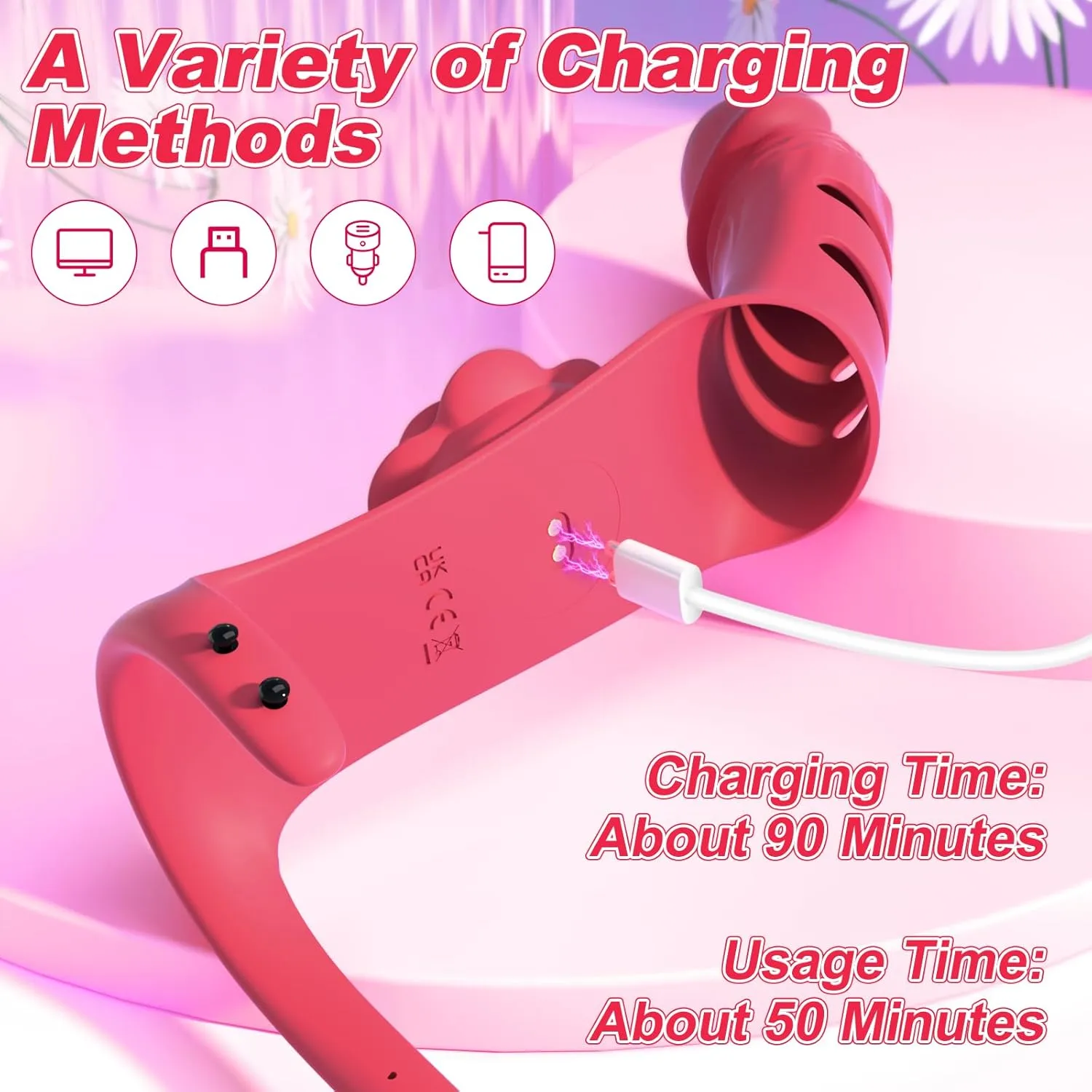 2-in-1 Travel Teaser Ignite Finger Vibrator with 9 Modes Rose Vibration