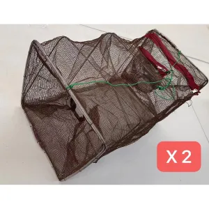 2 X High-quality Foldable Fishing Shrimp Fish Crab Yabbie Bait Net Trap