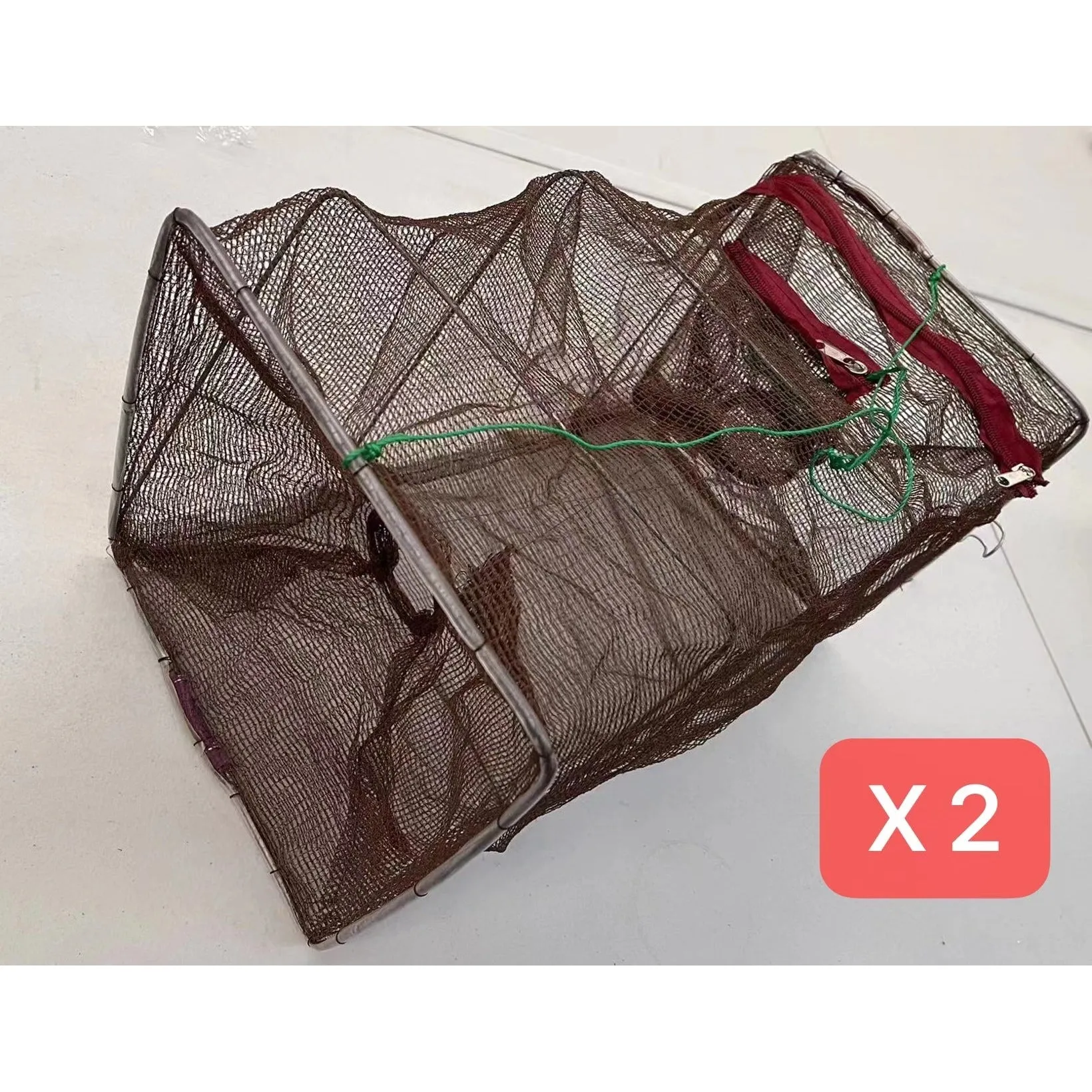 2 X High-quality Foldable Fishing Shrimp Fish Crab Yabbie Bait Net Trap