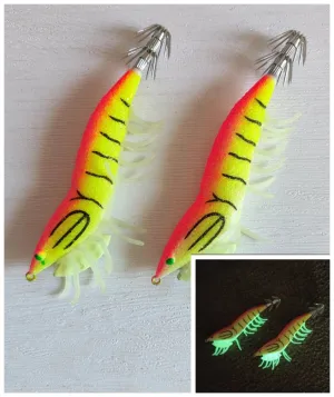 2 x Shrimp Fishing Lures Luminous Leg Squid Jigs 3.5 pink