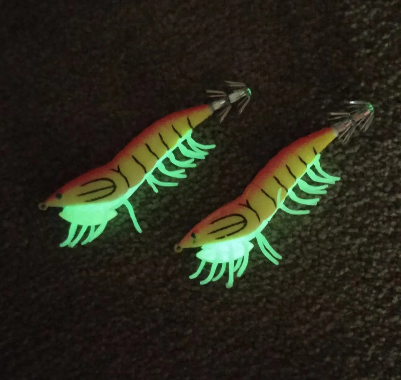 2 x Shrimp Fishing Lures Luminous Leg Squid Jigs 3.5 pink